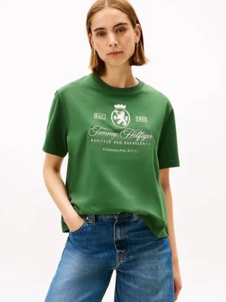 T-shirt con logo Script Crest ricamato