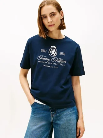 T-shirt con logo Script Crest ricamato