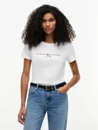 T-shirt con logo Tommy ricamato