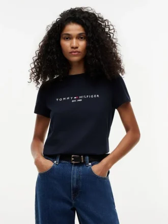 T-shirt con logo Tommy ricamato