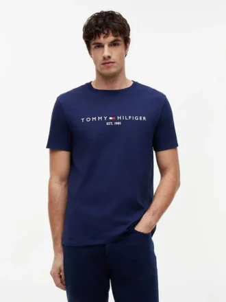T-shirt con logo Tommy ricamato