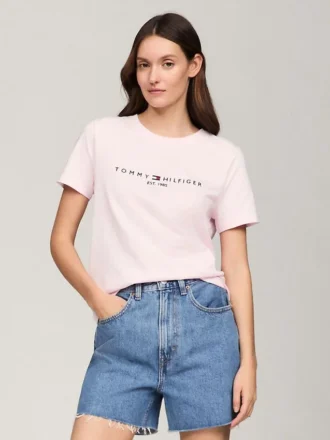 T-shirt con logo Tommy ricamato
