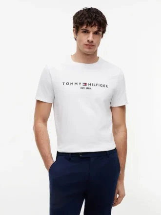 T-shirt con logo Tommy ricamato
