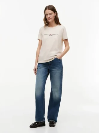 T-shirt con logo Tommy ricamato