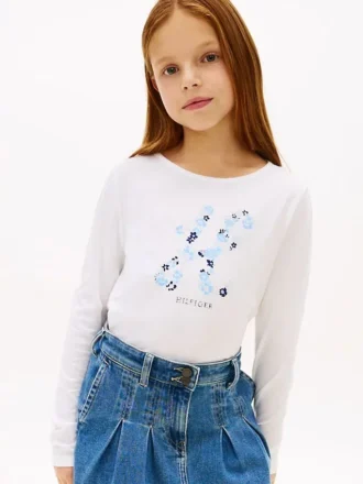 T-shirt con monogramma floreale per bambini