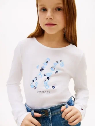 T-shirt con monogramma floreale per bambini