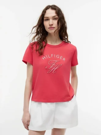 T-shirt con monogramma in stile Gingham