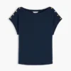 T-shirt con scollo a barchetta e bottoni dorati in stile nautico T-shirt con scollo a barchetta e bottoni dorati in stile nautico