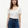 T-shirt con scollo rotondo in misto lino T-shirt con scollo rotondo in misto lino