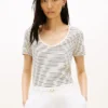 T-shirt con scollo rotondo in misto lino T-shirt con scollo rotondo in misto lino