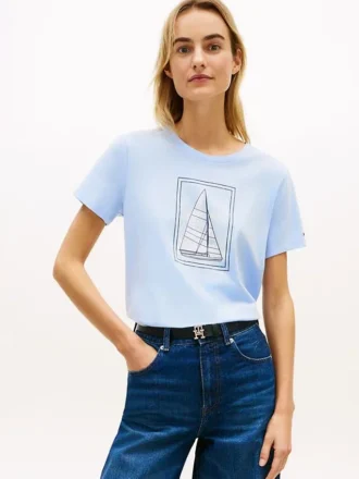 T-shirt con stampa barca a vela