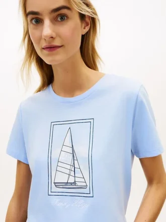 T-shirt con stampa barca a vela
