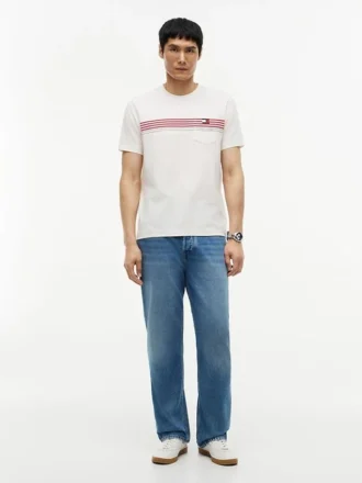 T-shirt con tasca a strisce sul petto