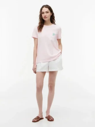 T-shirt con taschino e monogramma in stile calligrafico