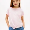 T-shirt da bambina con logo Hilfiger e cravatte sul davanti T-shirt da bambina con logo Hilfiger e cravatte sul davanti