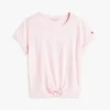 T-shirt da bambina con logo Hilfiger e cravatte sul davanti T-shirt da bambina con logo Hilfiger e cravatte sul davanti
