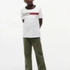 T-shirt da bambino con logo a strisce e bandiera