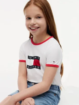 T-shirt da bambino con logo bandiera ondulata