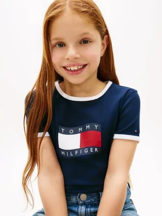 T-shirt da bambino con logo bandiera ondulata