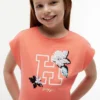 T-shirt da bambino con logo floreale in paillettes T-shirt da bambino con logo floreale in paillettes