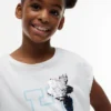 T-shirt da bambino con logo floreale in paillettes T-shirt da bambino con logo floreale in paillettes