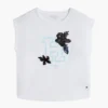 T-shirt da bambino con logo floreale in paillettes T-shirt da bambino con logo floreale in paillettes