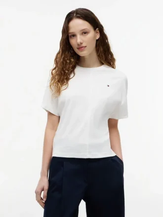T-shirt girocollo con maniche a pipistrello