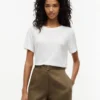 T-shirt girocollo in misto lino T-shirt girocollo in misto lino