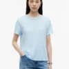 T-shirt girocollo in misto lino T-shirt girocollo in misto lino