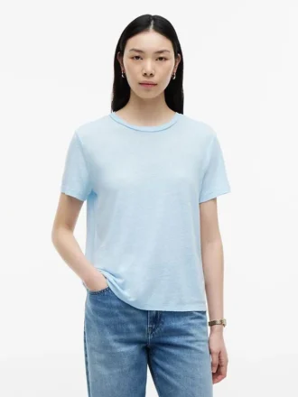 T-shirt girocollo in misto lino