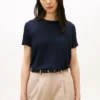 T-shirt girocollo in misto lino T-shirt girocollo in misto lino
