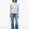 T-shirt girocollo in misto lino T-shirt girocollo in misto lino