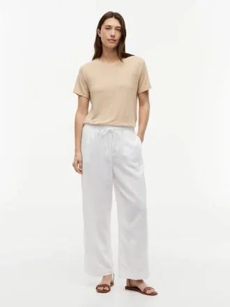T-shirt girocollo in misto lino
