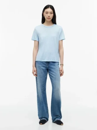 T-shirt girocollo in misto lino