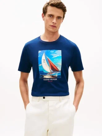 T-shirt Hilfiger con stampa fotografica a tema velico