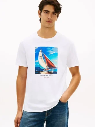 T-shirt Hilfiger con stampa fotografica a tema velico