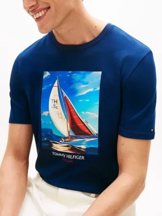 T-shirt Hilfiger con stampa fotografica a tema velico
