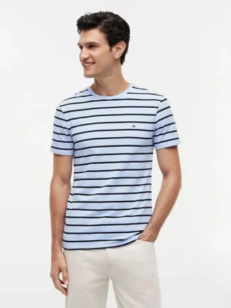 T-shirt in cotone elasticizzato a righe extra slim