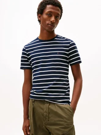 T-shirt in cotone elasticizzato a righe extra slim