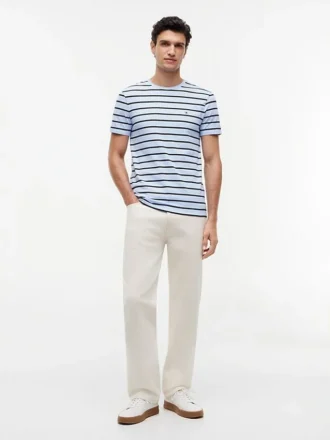 T-shirt in cotone elasticizzato a righe extra slim