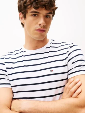 T-shirt in cotone elasticizzato a righe extra slim