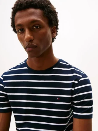 T-shirt in cotone elasticizzato a righe extra slim