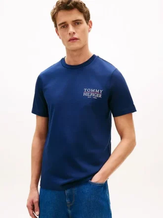 T-shirt in cotone fiammato con logo sul retro
