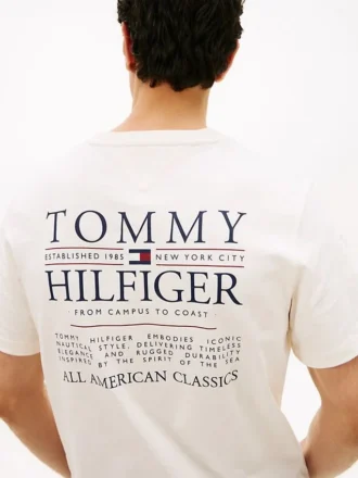 T-shirt in cotone fiammato con logo sul retro