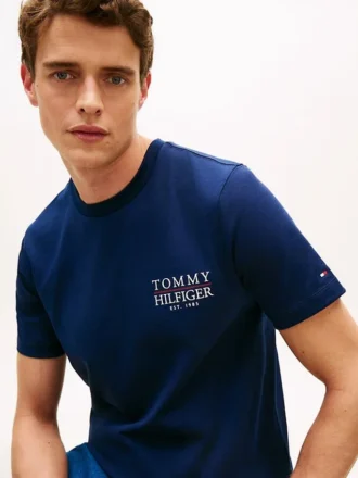 T-shirt in cotone fiammato con logo sul retro
