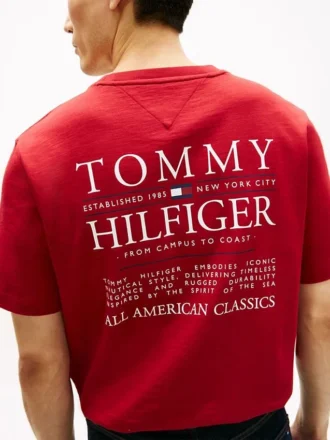 T-shirt in cotone fiammato con logo sul retro