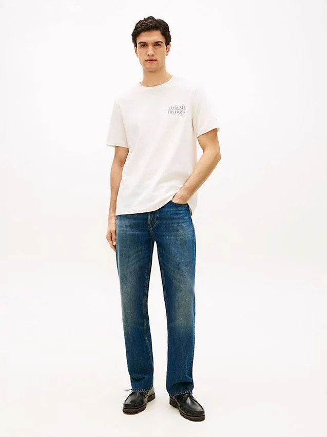 T-shirt in cotone fiammato con logo sul retro T-shirt in cotone fiammato con logo sul retro
