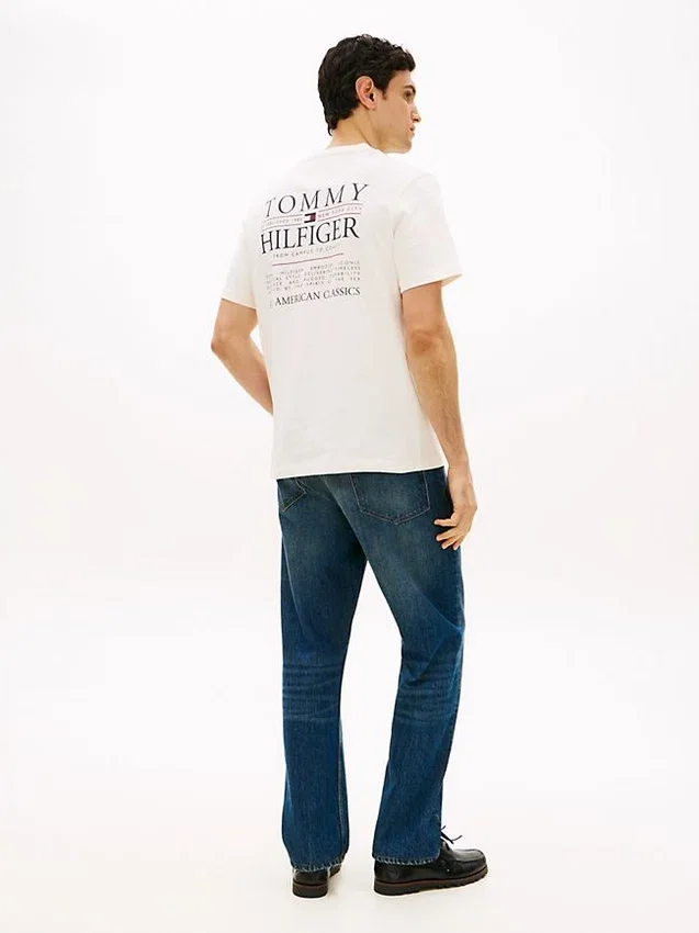 T-shirt in cotone fiammato con logo sul retro T-shirt in cotone fiammato con logo sul retro
