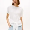 T-shirt in cotone fiammato con nodo sul davanti T-shirt in cotone fiammato con nodo sul davanti