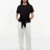 T-shirt in cotone fiammato con nodo sul davanti T-shirt in cotone fiammato con nodo sul davanti